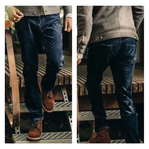 Taylor Stitch The Camp Pant men’s 28 in indigo cord blue corduroy button fly NEW - Picture 2 of 14